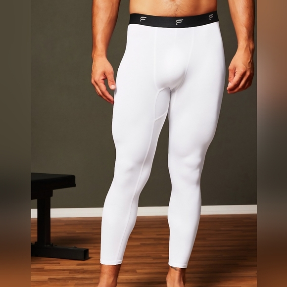 Fabletics Men's White Performance Tights - Picture 1 of 8